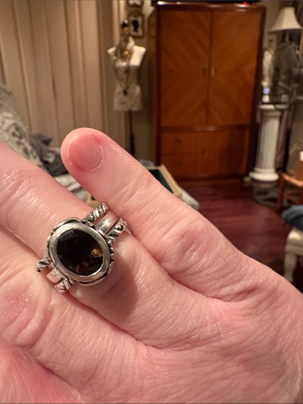 Silpada Sterling Silver Stackable Ring Set with Smoky Quartz Gem